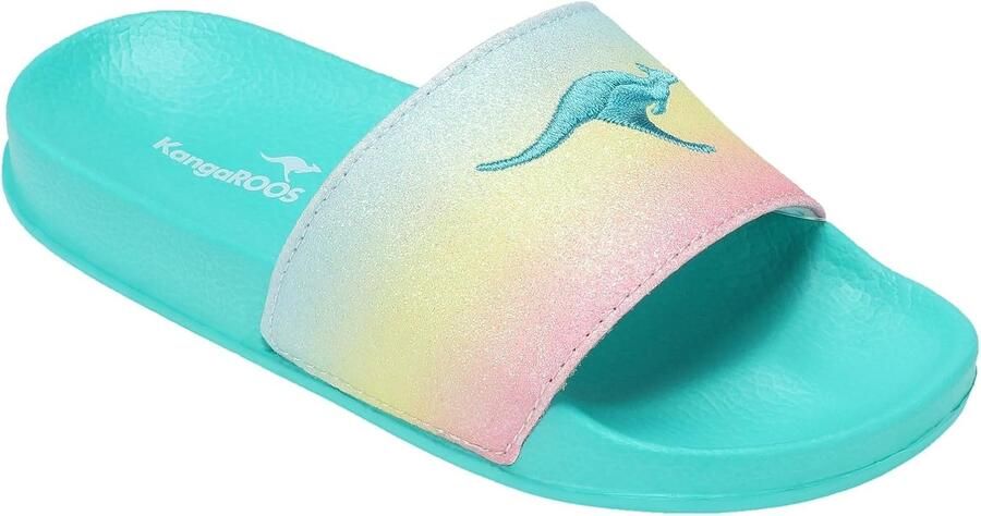 KangaROOS K-Slide Shine Dames Slippers Ocean Rainbow Glitter