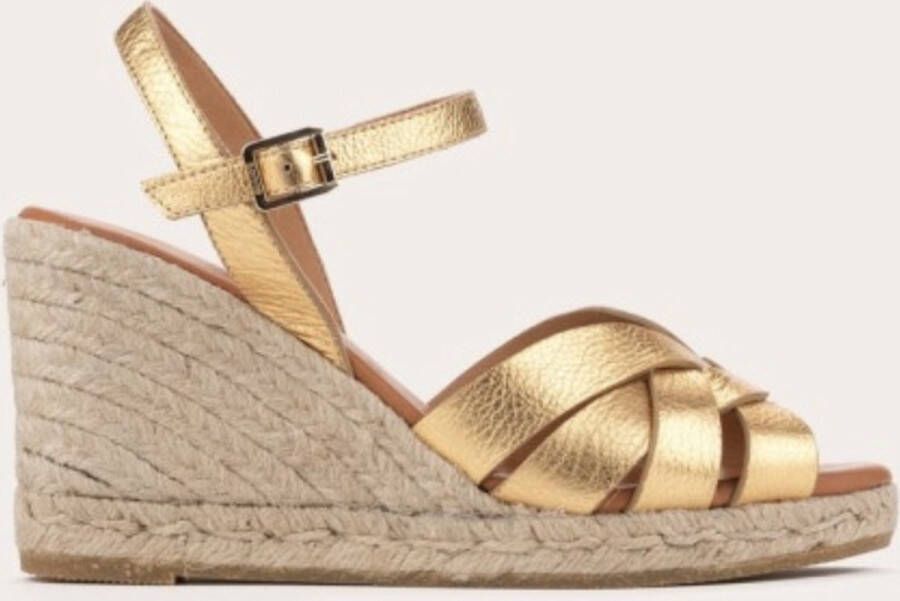 Kanna sandalen espadrilles goudkleurig sleehak