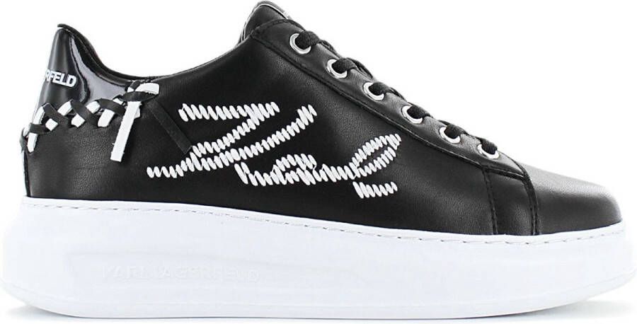 Karl Lagerfeld Kapri Whipstitch Dames Sneakers Schoenen Sneaker Leer Zwart KL62572