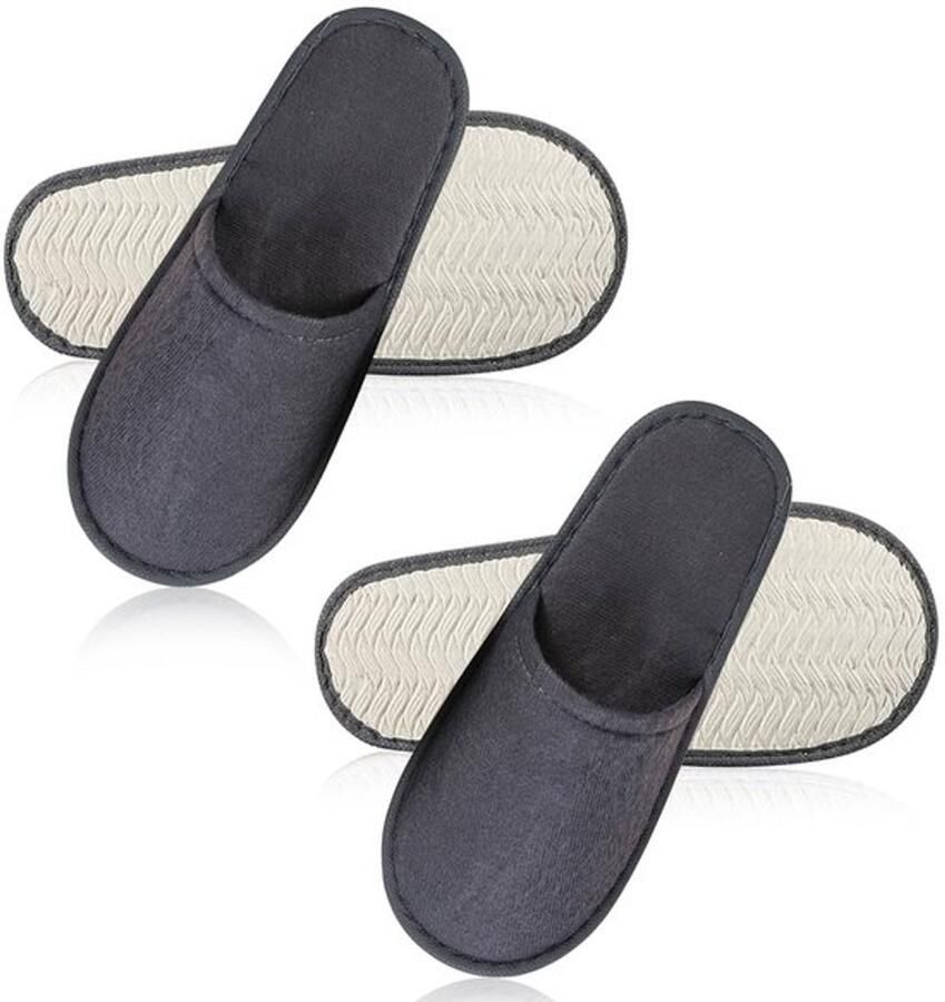 Karzo Comfortabele wegwerpslippers van terry stof in grijs unisex en één maat (37 EU) ideaal voor gasten bruiloften en hotels voor hygiënisch gebruik