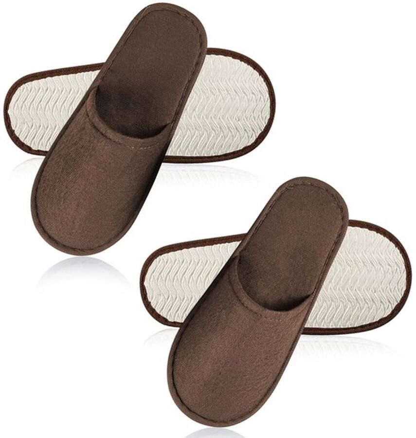 Karzo Hotel Slippers Wegwerpschoenen Gastenpantoffels Badstof Pantoffels voor nen en Één Maat Wegwerppantoffels voor Bruiloft Bruin 37 EU Bruin