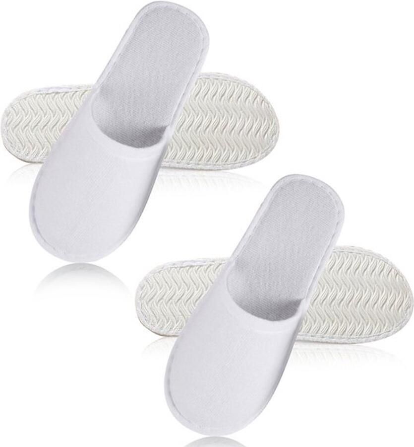 Karzo Wegwerp hotel slippers van terry stof in wit unisex en één maat (37 EU) ideaal voor gasten bruiloften en eenmalig gebruik met comfortabele pasvorm