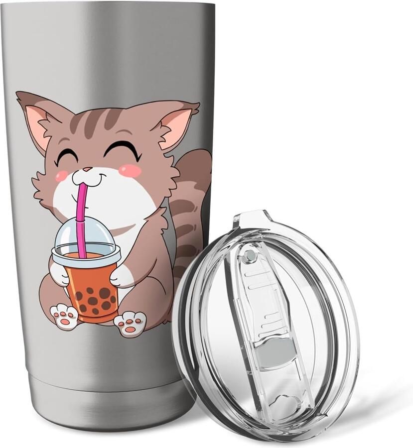 Kat boba thee beker met dubbele wand