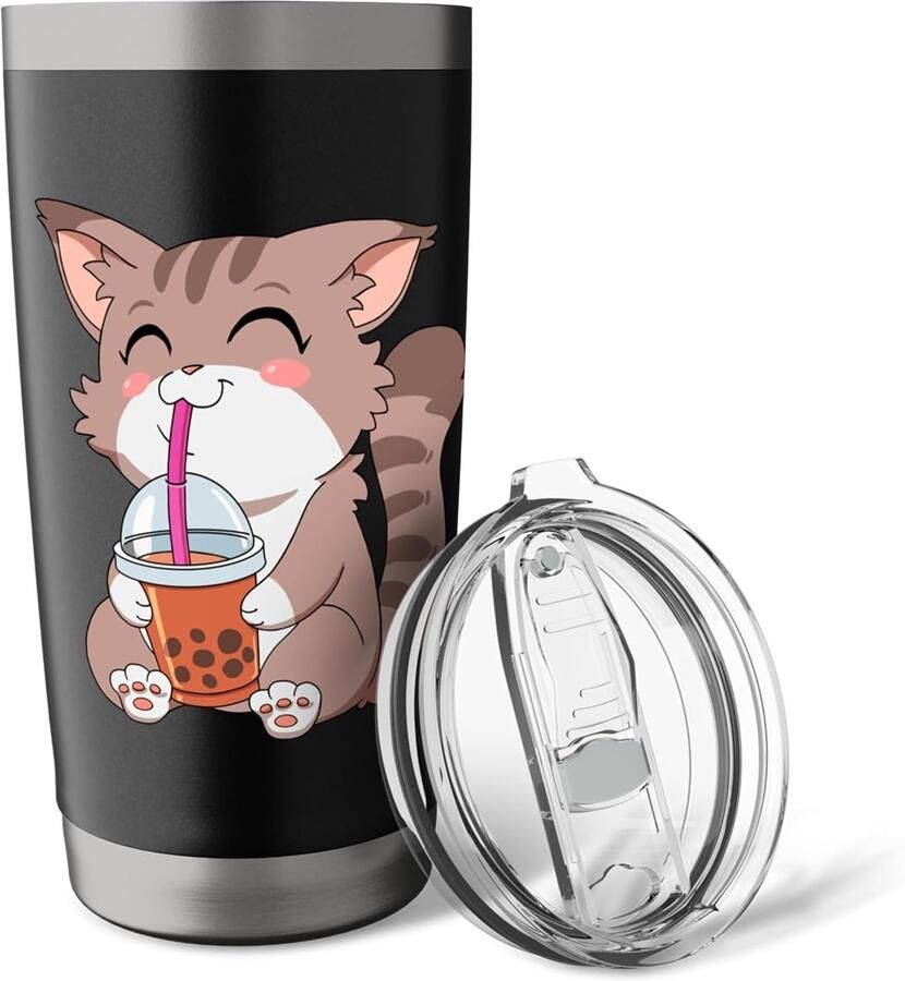 Kat boba thee beker met dubbele wand