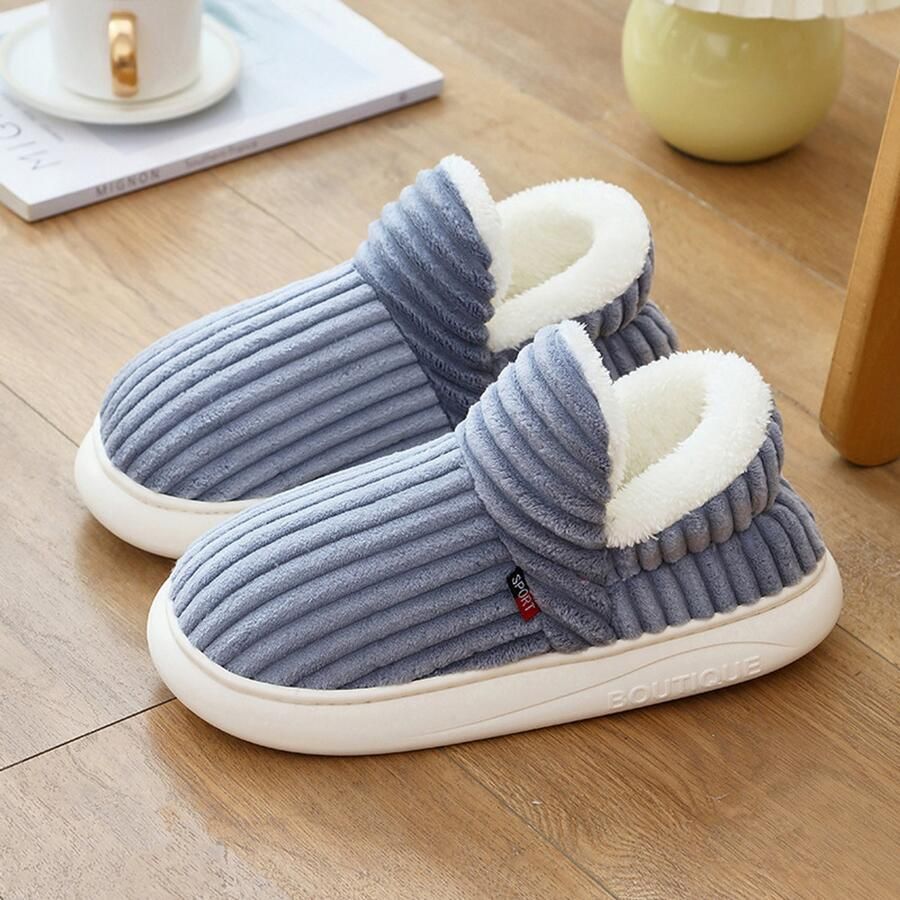 Katoenen schoenen Warme huisschoenen Pluche pantoffels Katoenen schoenen met gesloten hiel Antislipzool Zacht en comfortabel Unisex Ideaal voor koude winters Grijs (vallen klein)