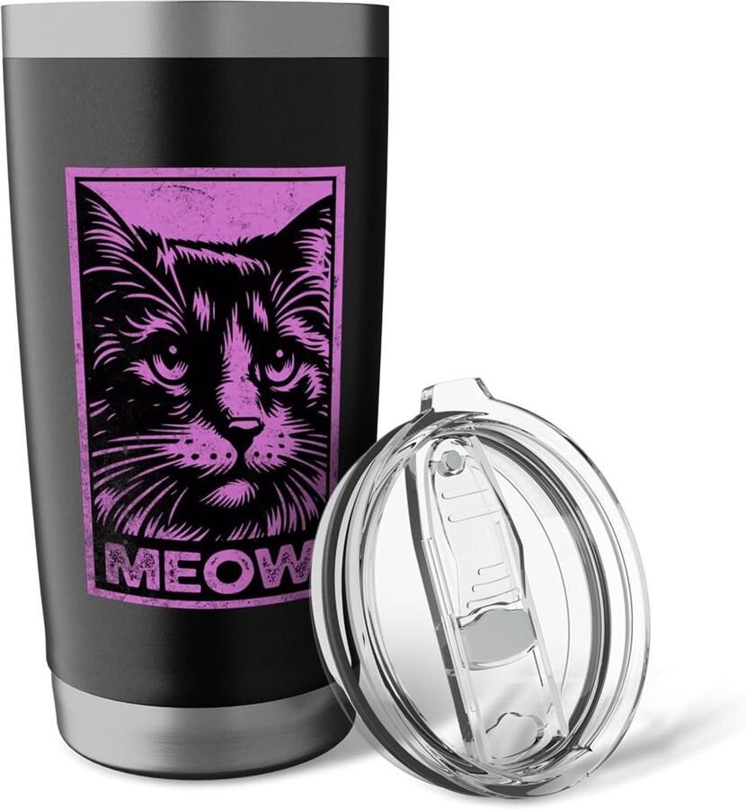 Kattenkop design dubbelwandige thermosbeker