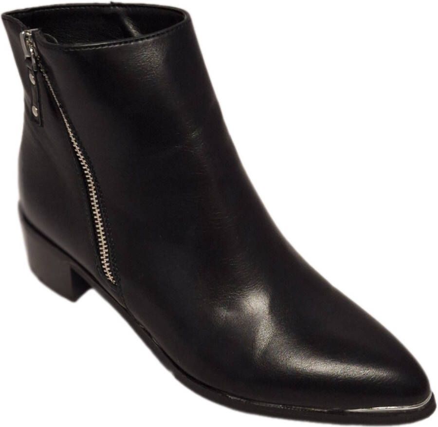 Kayla -CHELSEABOOTS-BLACK-LEDERLOOK-CROCO DECORATION
