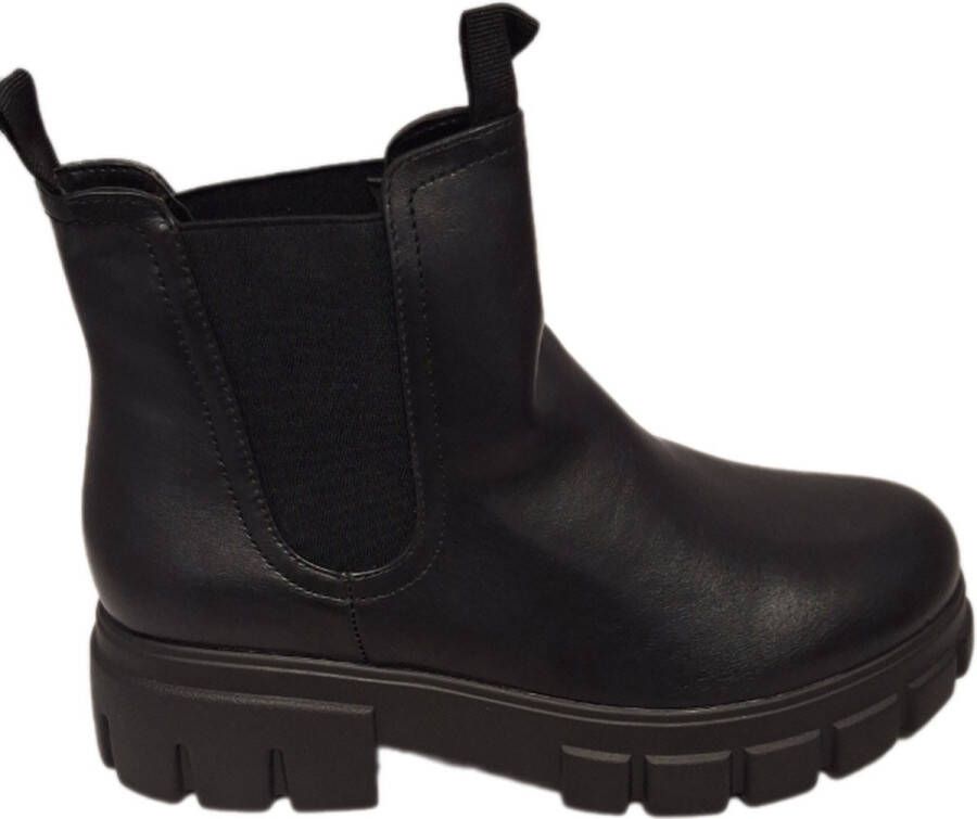 Kayla CHELSEABOOTS-LEDERLOOK-PLATEAUZOOL-BLACK
