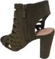 Kayla -GREEN-OPENGEWERKTE PUMP-SOFT SUEDELOOK-HAK - Groen