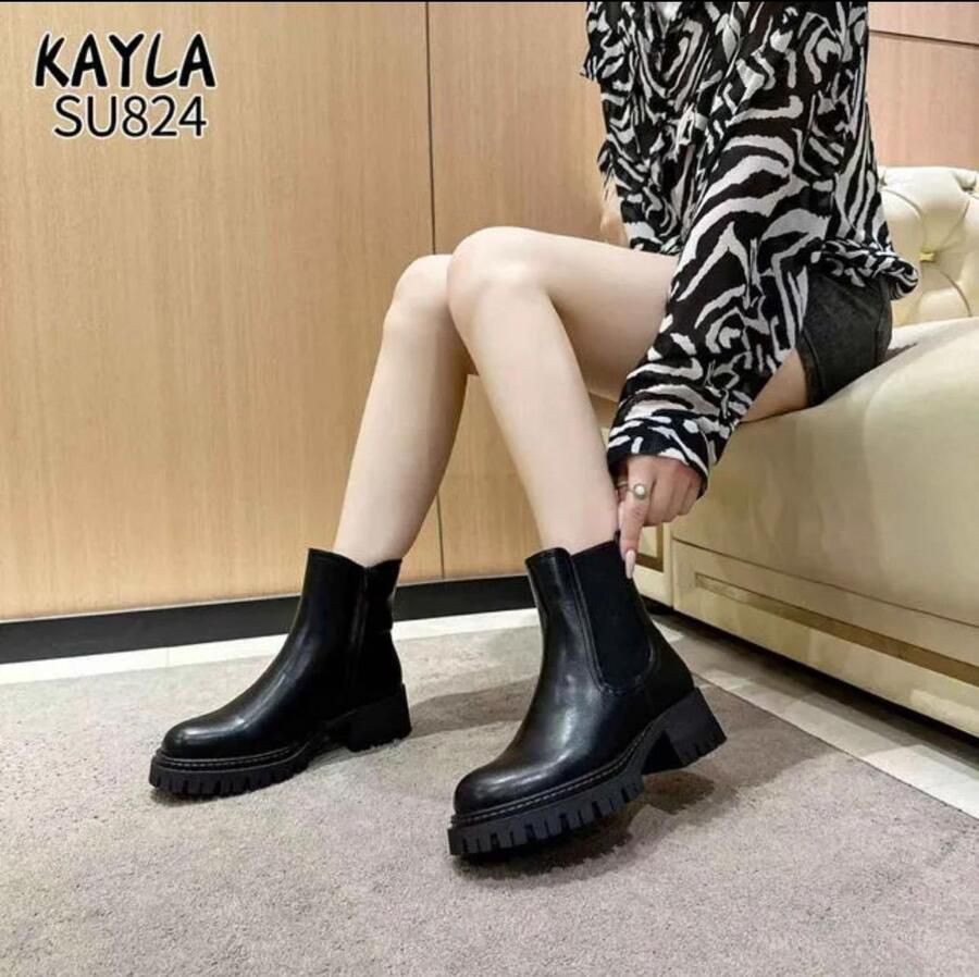 Kayla shoes Kayla Enkellaarzen Zwart Leer