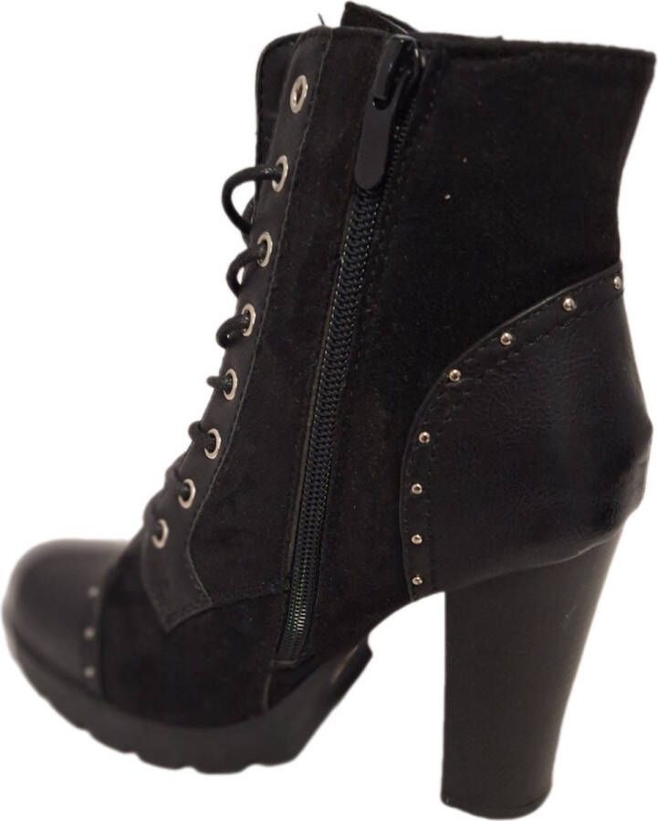 Kayla -VETER -ENKELBOOTS-SUED LEDERLOOK-HAK -PLATEAU