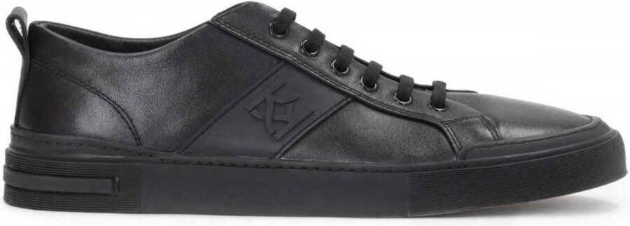 Kazar Heren sneakers van zwart leer in minimalistische stijl