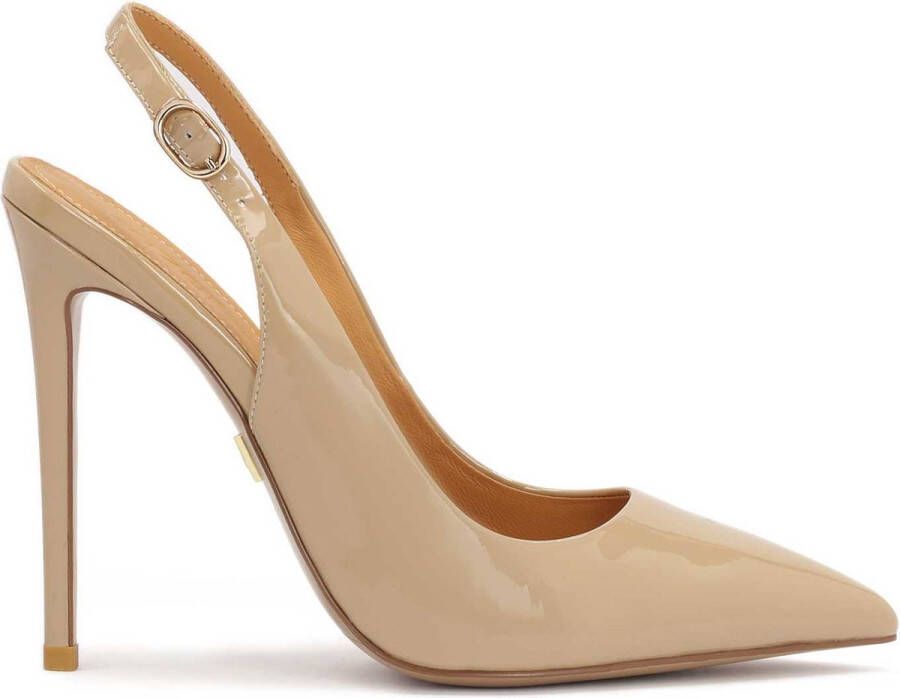 Kazar Beige lacquered pumps with open heel