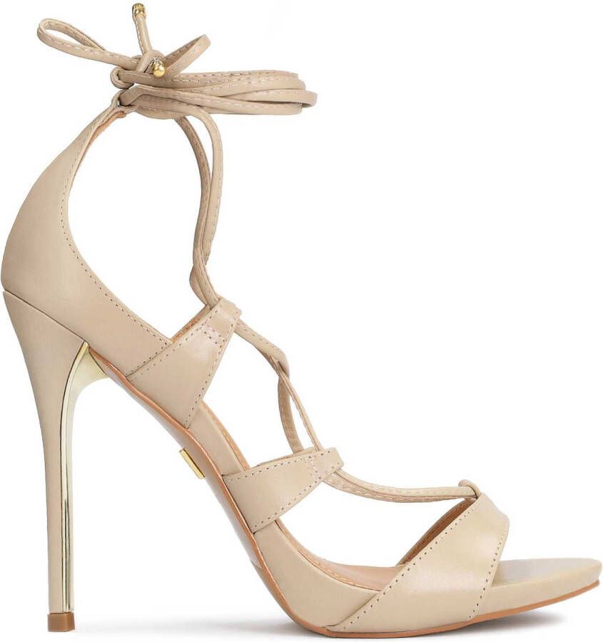 Kazar Beige leather sandals with ties around the ankle - Foto 1