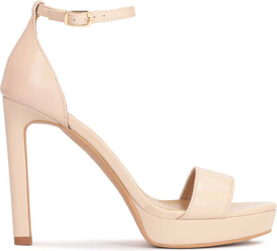 Kazar Beige leren stiletto sandalen met plateau