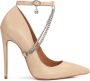 Kazar Beige pumps embellished with silver chain - Thumbnail 1