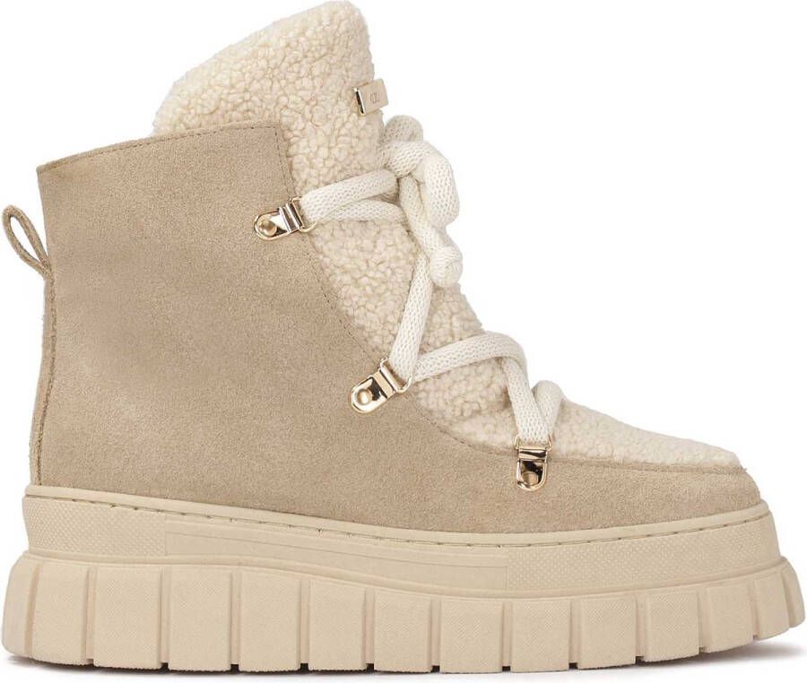 Kazar Beige suede snow boots with synthetic fur