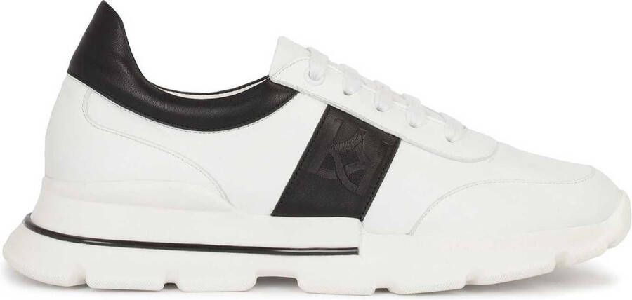 Kazar Black and white grain leather sneakers