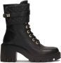 Kazar Zwarte blokteenlaarzen met monogramklep Black Dames - Thumbnail 1