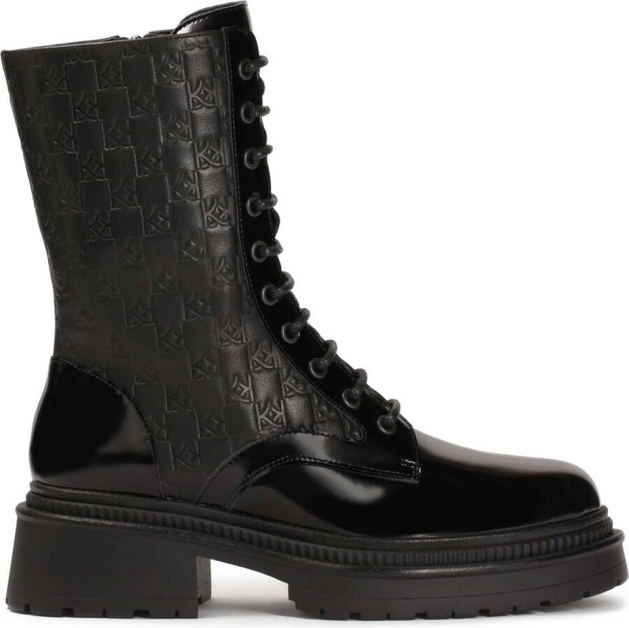 Kazar Black boots with embossed pattern on leather