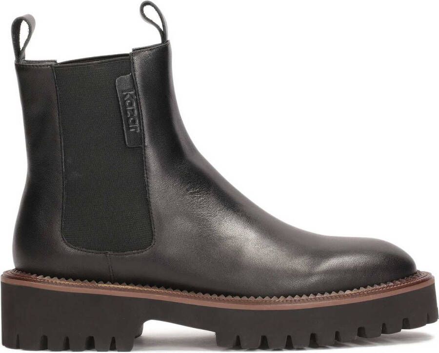 Kazar Black chelsea boots with brown piping on the sole