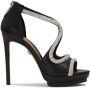 Kazar Zwarte formele sandalen met zilveren kristallen Black Dames - Thumbnail 1