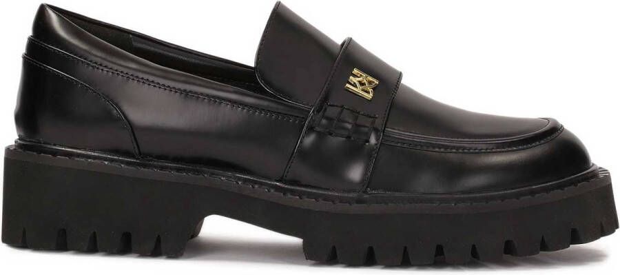 Kazar Black grain leather half shoes