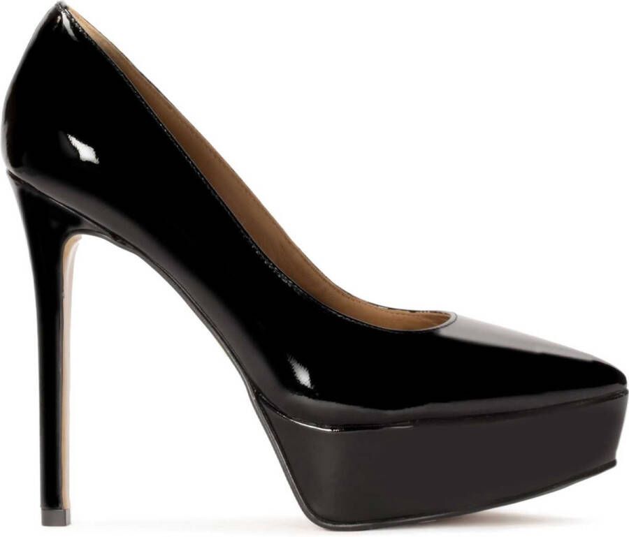 Kazar Black lacquered platform and stiletto pumps