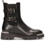 Kazar Black leather boots in rock style - Thumbnail 2