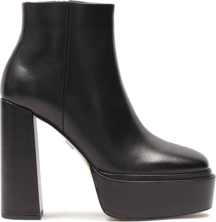 Kazar Black leather boots with high platform and heel