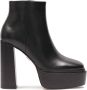 Kazar Black leather boots with high platform and heel - Thumbnail 1