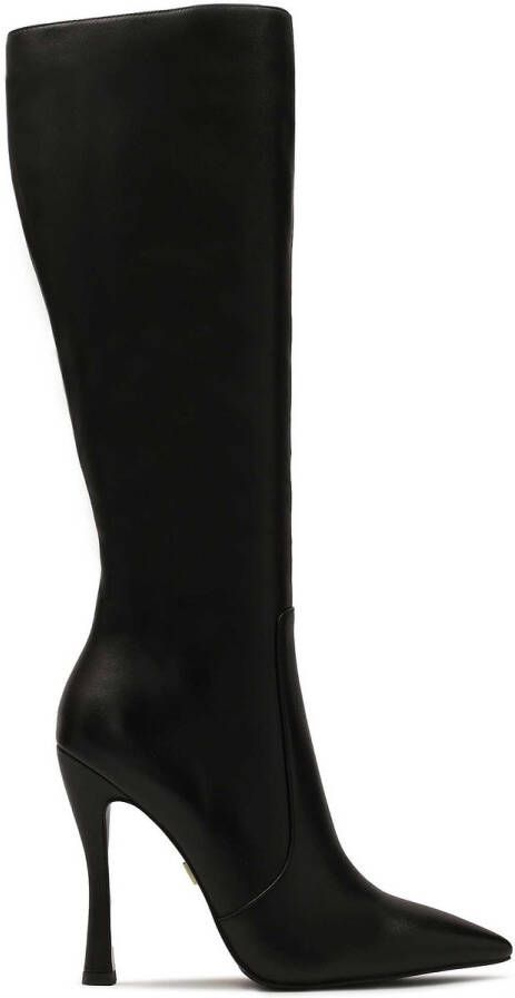 Kazar Black leather high-heeled boots