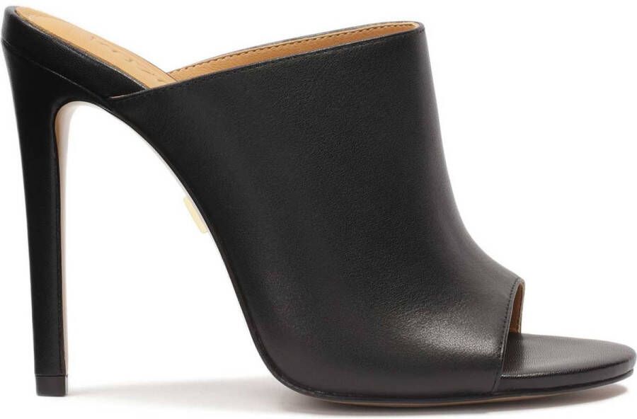 Kazar Black leather high-heeled mules