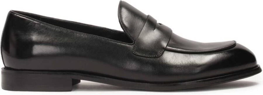Kazar Black leather men's penny loafers