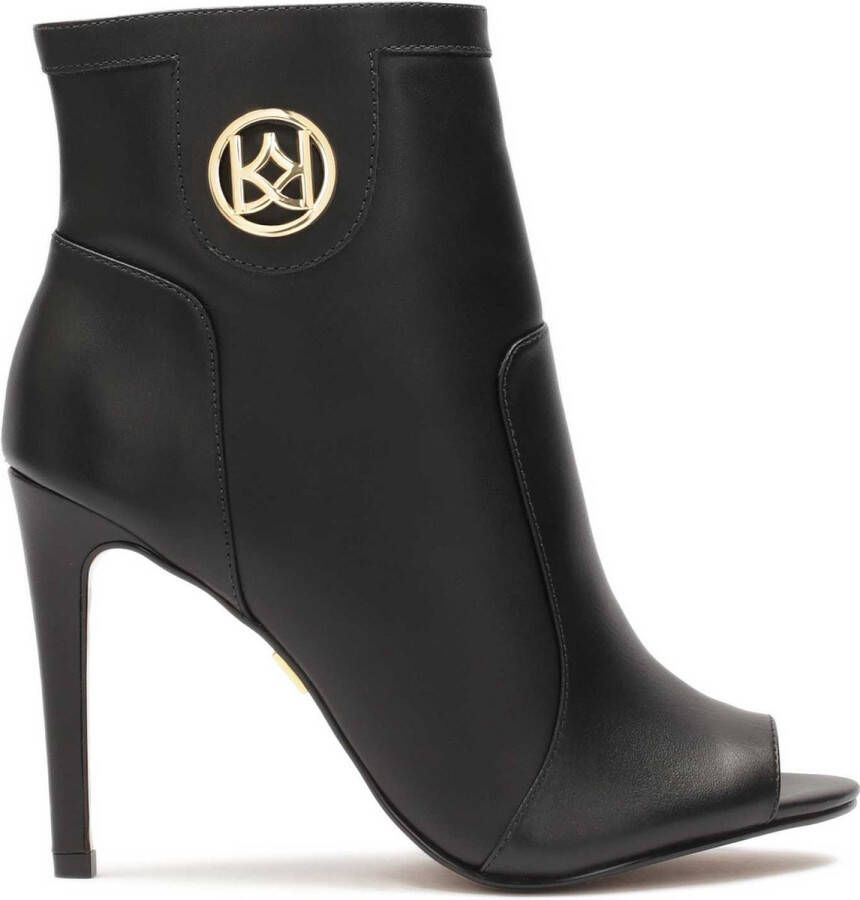 Kazar Black leather peep toe boots