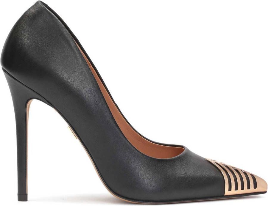 Kazar Black leather pumps with metal toes