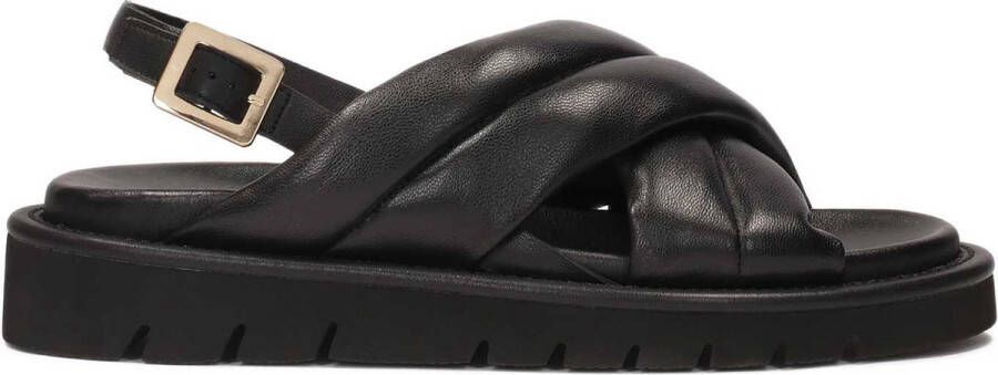 Kazar Black leather sandals on a straight sole