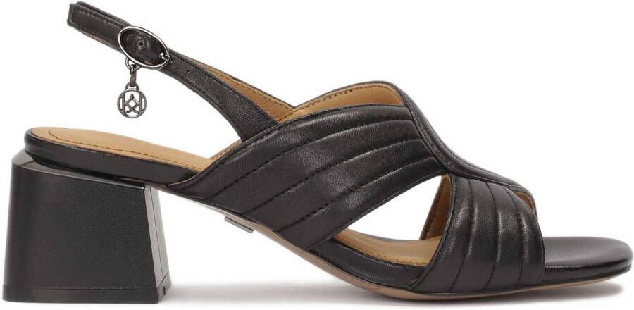 Kazar Black leather sandals on medium block heels