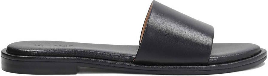Kazar Black leather slides on a flat sole