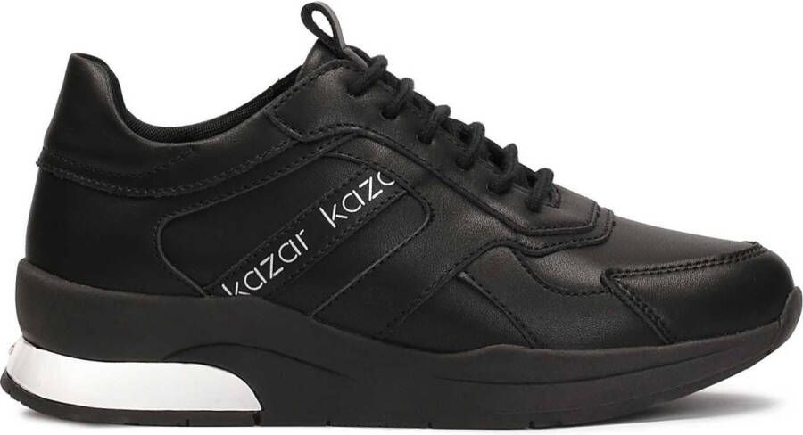 Kazar Czarne skórzane sneakersy ozdobione logotypami|78340-01-00|39