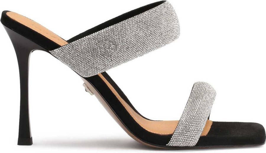 Kazar Black mules on heels with sparkly straps