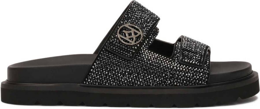 Kazar Black mules with sparkly crystals