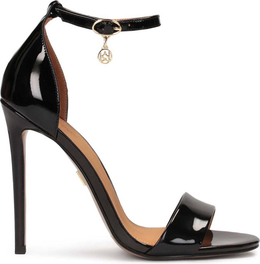 Kazar Black patent leather sandals with slim heel