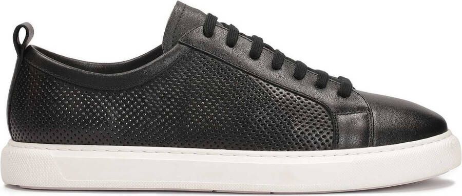 Kazar Black perforated leather sneakers