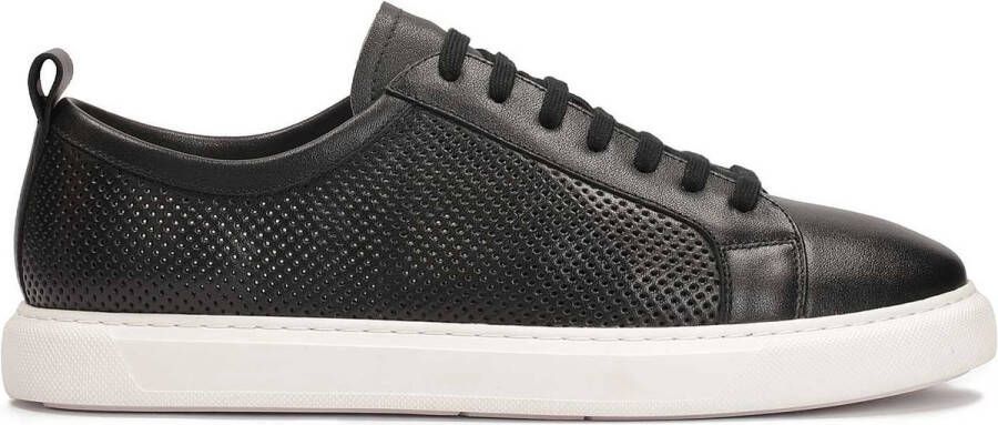 Kazar Zwarte geperforeerde leren sneakers Black Heren