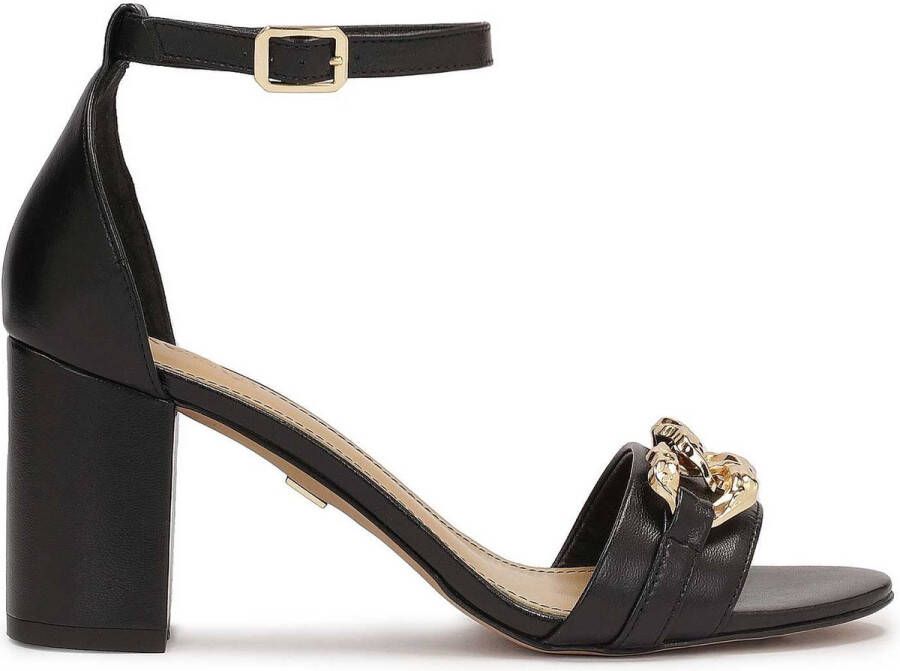 Kazar Black sandals on heels decorated with jewellery