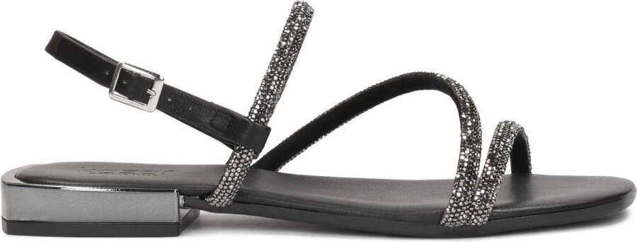 Kazar Black sandals with metal heel and crystals