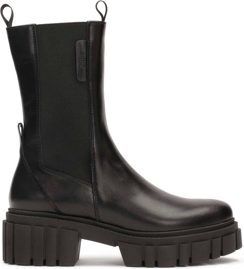 Kazar Black slip-on chealse boots on trefoil sole