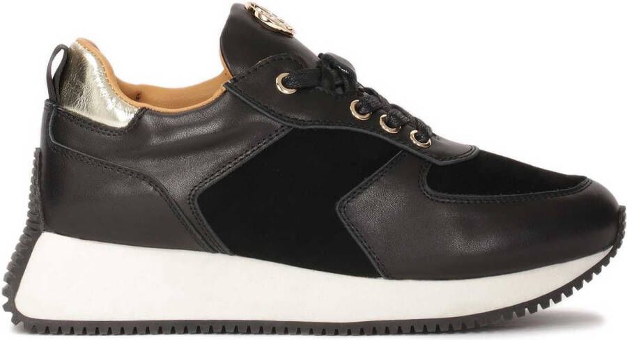Kazar Zwarte sneakers op een verhoogde witte zool Black Dames