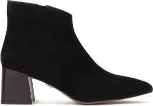 Kazar Black suede boots with a wide heel